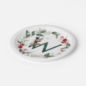 Winter Berries Monogram W Paper Plate Pappteller (Schrägansicht)