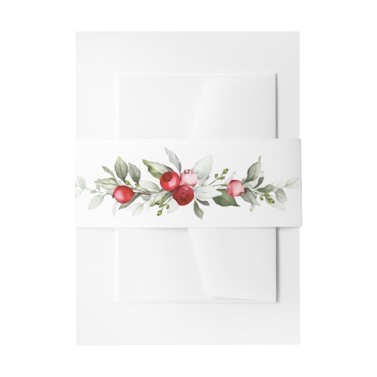 Winter Berries Monogram Wedding Einladung Einladun Einladungsbanderole (Vorderseite Beispiel)