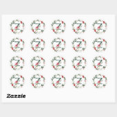Winter Berries Monogram Z Small Round Labels Runder Aufkleber (Blatt)