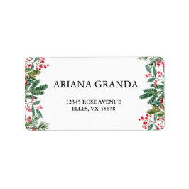 Winter Berries Pine Cone Grüne Hochzeit Adressaufkleber