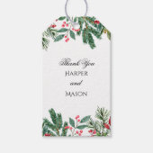 Winter Berries Pine Cone Grüne Hochzeit Geschenkanhänger (Vorderseite)