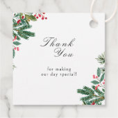 Winter Berries Pine Cone Grüne Hochzeit Geschenkanhänger (Rückseite)