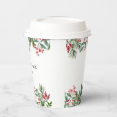 Winter Berries Pine Cone Grüne Hochzeit Pappbecher (Links)