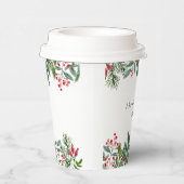 Winter Berries Pine Cone Grüne Hochzeit Pappbecher (Rechts)