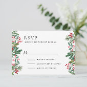 Winter Berries Pine Cone Grüne Hochzeit RSVP Karte (Stehend Vorderseite)