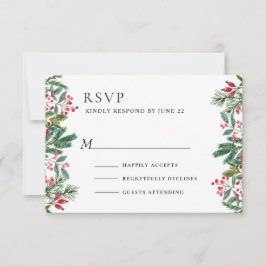 Winter Berries Pine Cone Grüne Hochzeit RSVP Karte