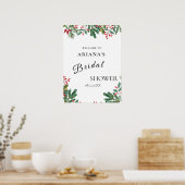 Winter Berries Pine Cone Grüne Hochzeit Zeichen Poster (Küche)