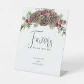 Winter Berries Pine Cone Rustikale Gastgeschenke H Sockelschild (Vorderseite)