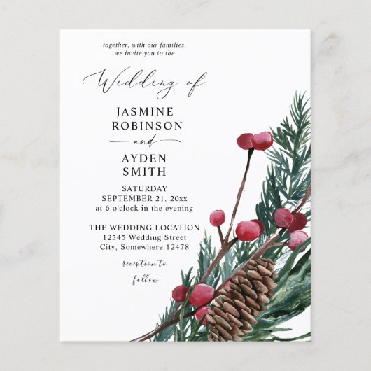 Winter Berries & Pine Greenerity Wedding Flyer (Vorne)