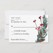 Winter Berries & Pine Greenery on Male RSVP Card (Vorderseite)
