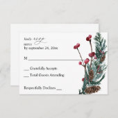 Winter Berries & Pine Greenery on Male RSVP Card (Vorne/Hinten)