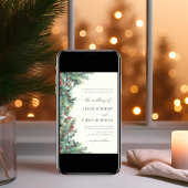 Winter Berries & Pine Weinkeller Hochzeit Einladung