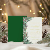 Winter Berries & Pine Weinkeller Hochzeit Folieneinladung