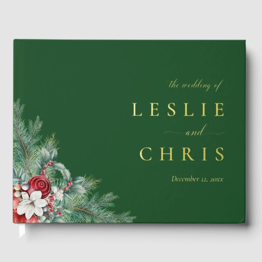 Winter Berries & Pine Weinkeller Hochzeit Gästebuch (Vorderseite)