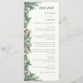 Winter Berries & Pine Weinkeller Hochzeit Menükarte (Vorderseite)