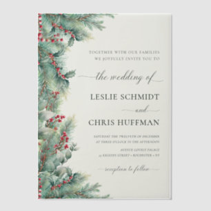 Winter Berries & Pine Weinkeller Hochzeit Pergament Einladungen