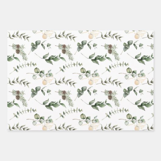 Winter Berries, Pinecones und Evergreen Geschenkpapier Set (Vorderseite 2)