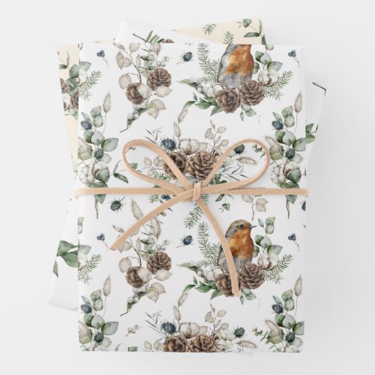 Winter Berries, Pinecones und Evergreen Geschenkpapier Set (Beispiel)