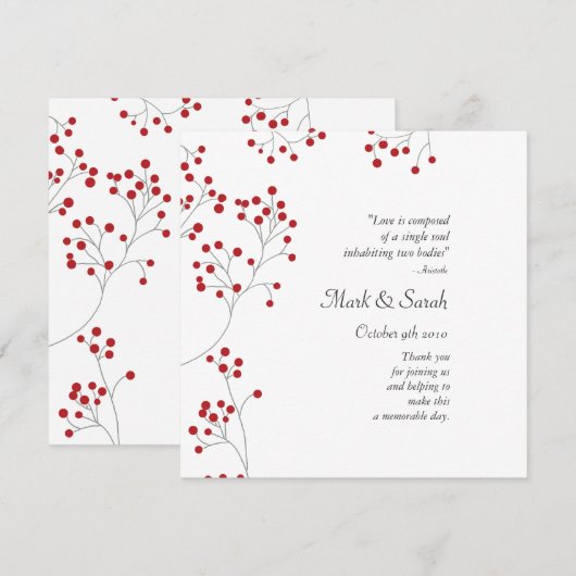 Winter Berries Red Wedding Program Programm (Vorne/Hinten)