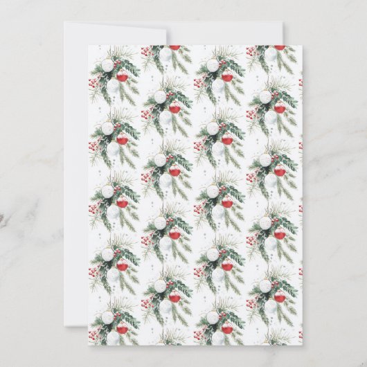 Winter Berries Red White Ornaments Weihnachtsfest Einladung (Rückseite)