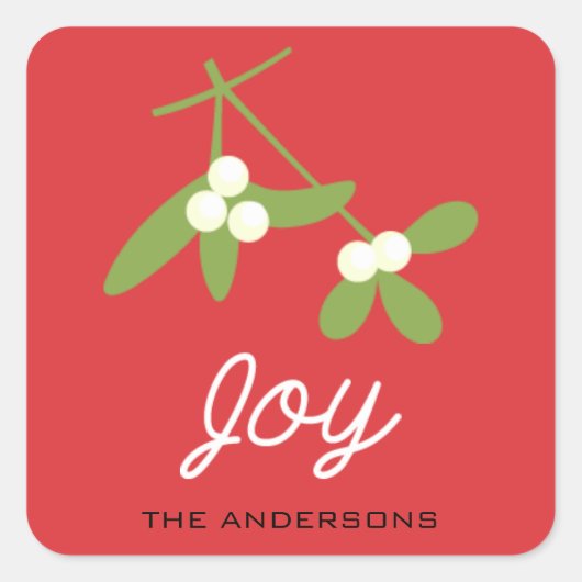 Winter Berries Roter Weihnachten/Feiertag Quadratischer Aufkleber (Vorderseite)