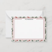 Winter Berries Sage Checkered Photo Note Card Mitteilungskarte (Vorderseite)