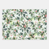 Winter Berries und Grün Weihnachten Geschenkpapier Set (Vorderseite)