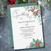 Winter Berries und Holly Watercolor Hochzeit Einladung