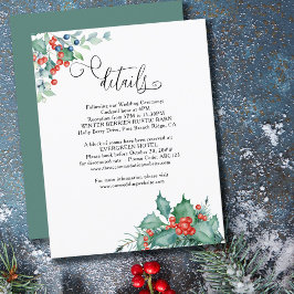 Winter Berries und Holly Wedding Details Begleitkarte