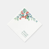 Winter Berries und Holly Wedding Napkins Serviette (Ecke)