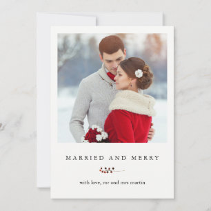 Winter Berries Verheiratet und Merry Foto Card Feiertagskarte