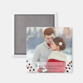 Winter Berries Verheiratet und Merry Foto Magnet (Vorderseite/Rückseite)