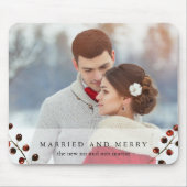 Winter Berries Verheiratet und Merry Foto Mousepad (Vorne)