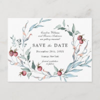 Winter Berries Wasserfarbe Botanisch Save the Date