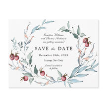 Winter Berries Wasserfarbe Botanisch Save the Date