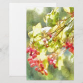 Winter Berries Wasserfarbe Briefpapier (Vorne/Hinten)