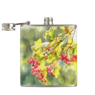 Winter Berries Wasserfarbe Flachmann