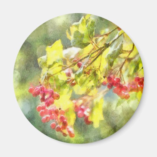 Winter Berries Wasserfarbe Magnet (Vorne)
