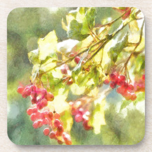 Winter Berries Wasserfarbe Untersetzer