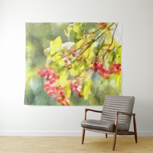 Winter Berries Wasserfarbe Wandteppich (Beispiel (Horizontal))