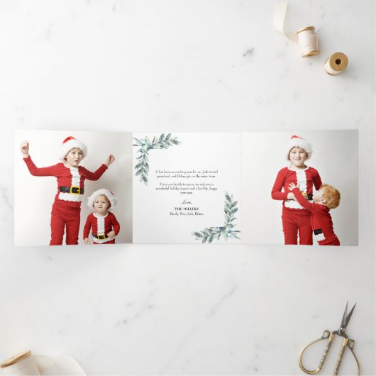 Winter Berries Weihnachten Dreifache Fotokarte Dreifach Gefaltete Urlaubskarte (Innenseite)