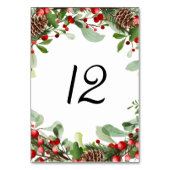 Winter Berries Weihnachtsfeier Tischnummer (Rückseite)