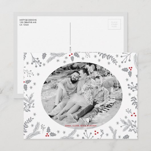 Winter Berries Weihnachtsfeiertag Feiertagspostkarte (Vorne/Hinten)