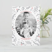 Winter Berries Weihnachtsferien - Flat Card Feiertagskarte (Stehend Vorderseite)