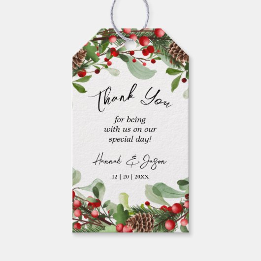 Winter Berries Weihnachtsgeschenk-Tag Geschenkanhänger (Vorderseite)