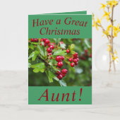 Winter Berries Weihnachtskarte für Tante Karte (Gelbe Blume)