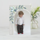 Winter Berries Weißes Foto Feiertagskarte (Stehend Vorderseite)