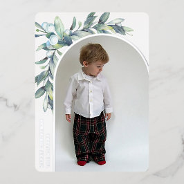 Winter Berries Weißes Foto Folien Feiertagskarte