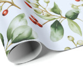 Winter Berries Winter Greenery Moderne Weihnachten Geschenkpapier (Rolleneckpunkt)