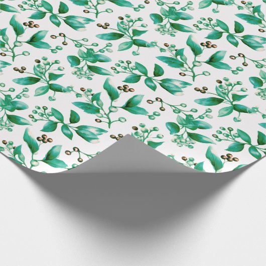 Winter Berries Winter Greenery Moderne Weihnachten Geschenkpapier (Ecke)